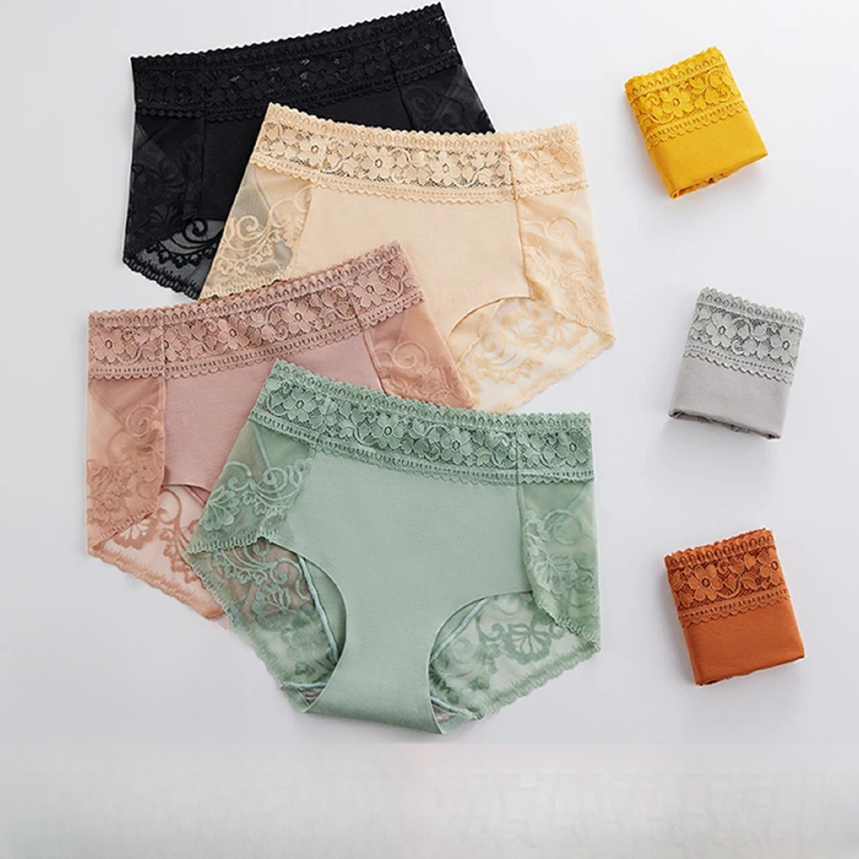 中腰蕾丝性感棉质内裤女亲肤舒适三角裤镂空不夹臀无痕女士内裤女