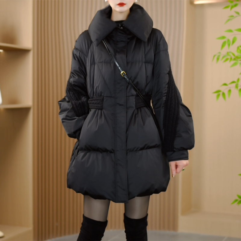 24728冬季新款优雅时尚百搭气质显瘦减龄休闲白鸭绒羽绒服