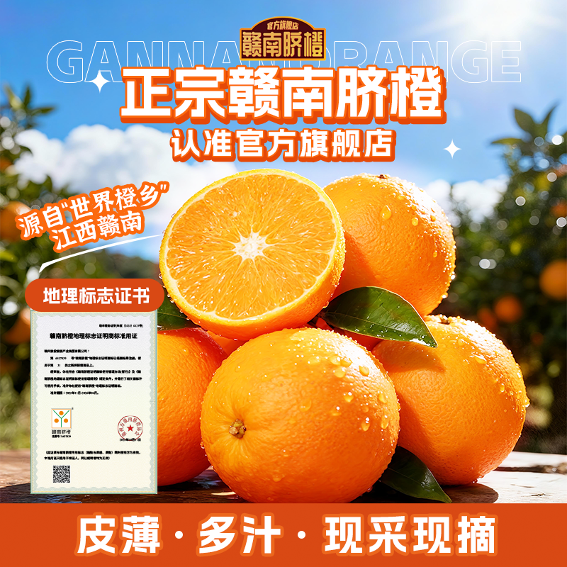 正宗江西赣州脐橙新鲜应季水果赣南脐橙官方旗舰店精品果现摘现发