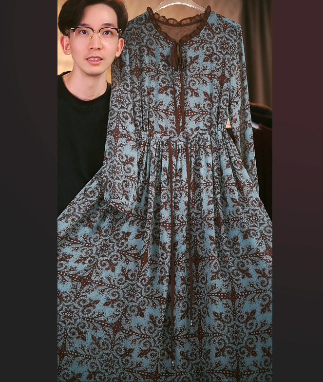 新C53人间富贵花长袖XW1宽松连衣裙女装连衣裙显瘦长款