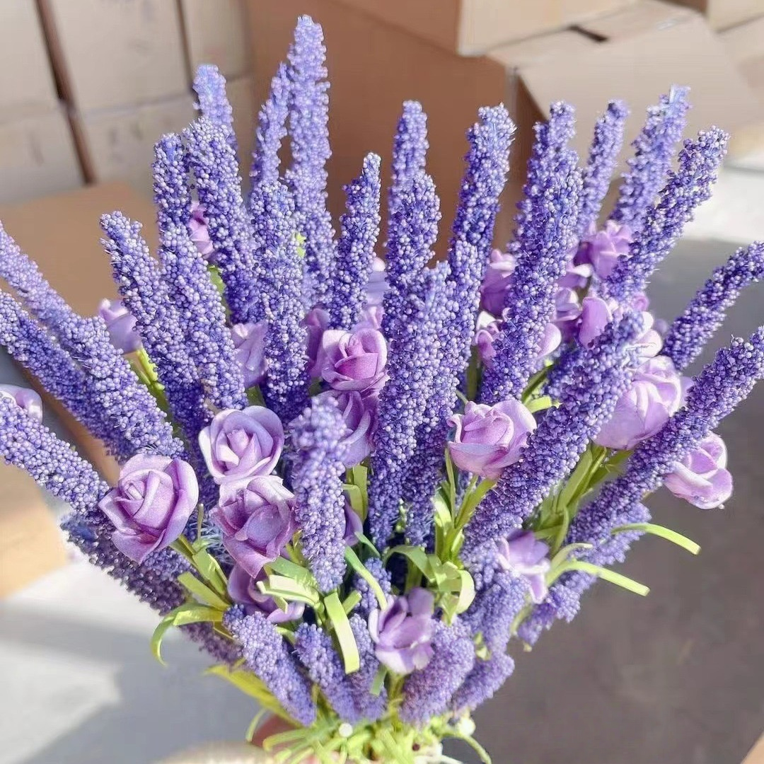 薰衣草真花紫色高级感逼真假花用于家居装饰客厅插花