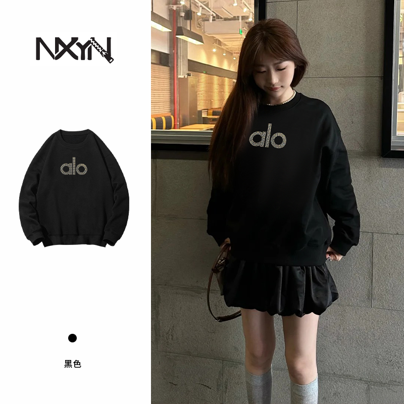 NXYN2025秋季爆款aio烫钻落肩慵懒风卫衣男女同款DJ-1627