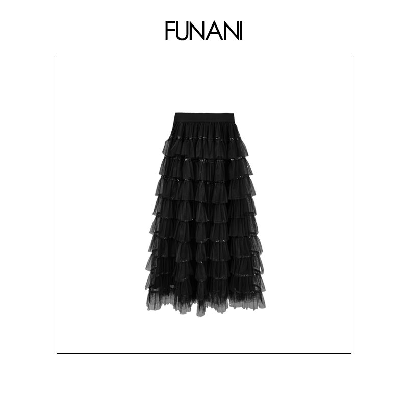 【FUNANI】 轻奢法式半身裙女装蛋糕裙休闲秋冬女2025裙子X2530308B
