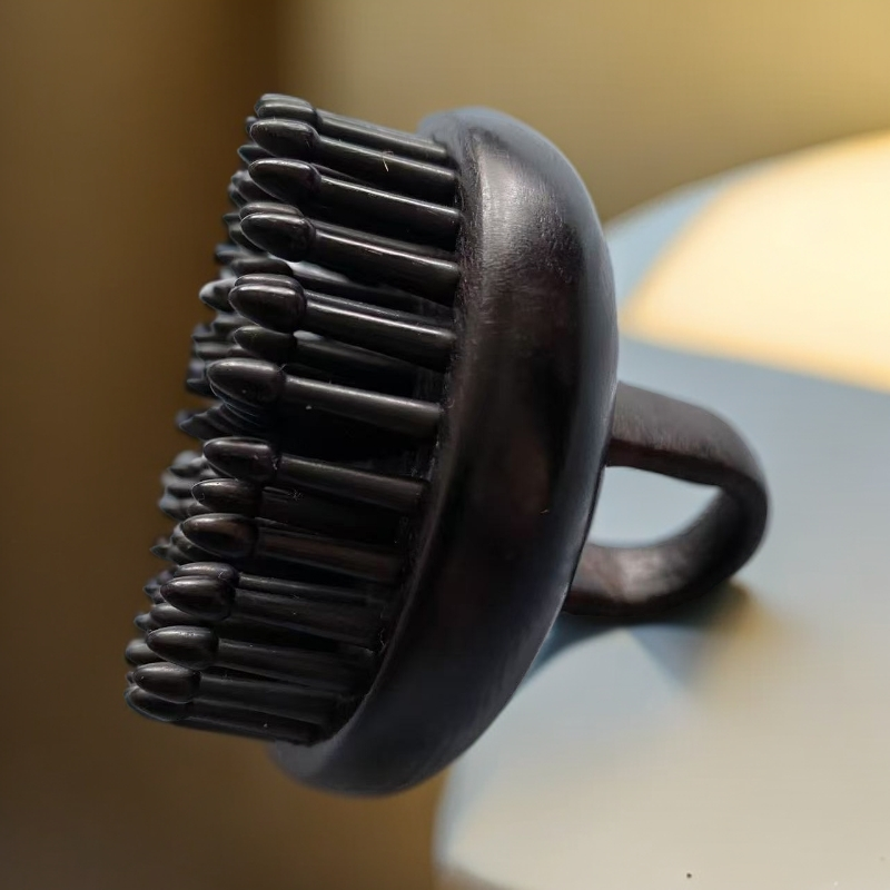 紫光檀73齿木齿荷花齿多齿梳多功能梳