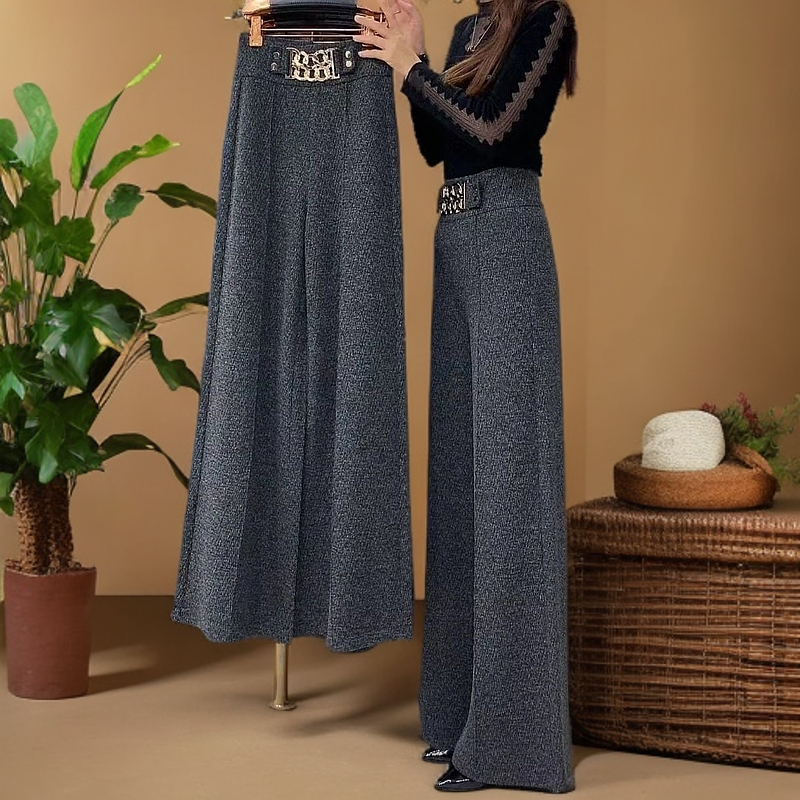 2025高端年货垂感高腰时尚阔腿裤高级感轻奢中年筒裤新款加厚长裤