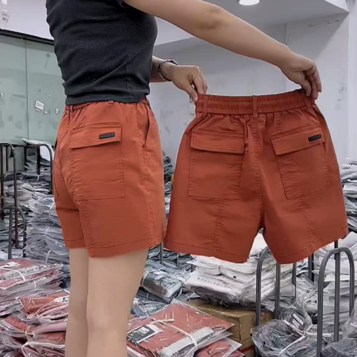 五分水洗棉夏季新款短裤薄款高腰百搭显瘦休闲洋气休闲裤哈伦直筒