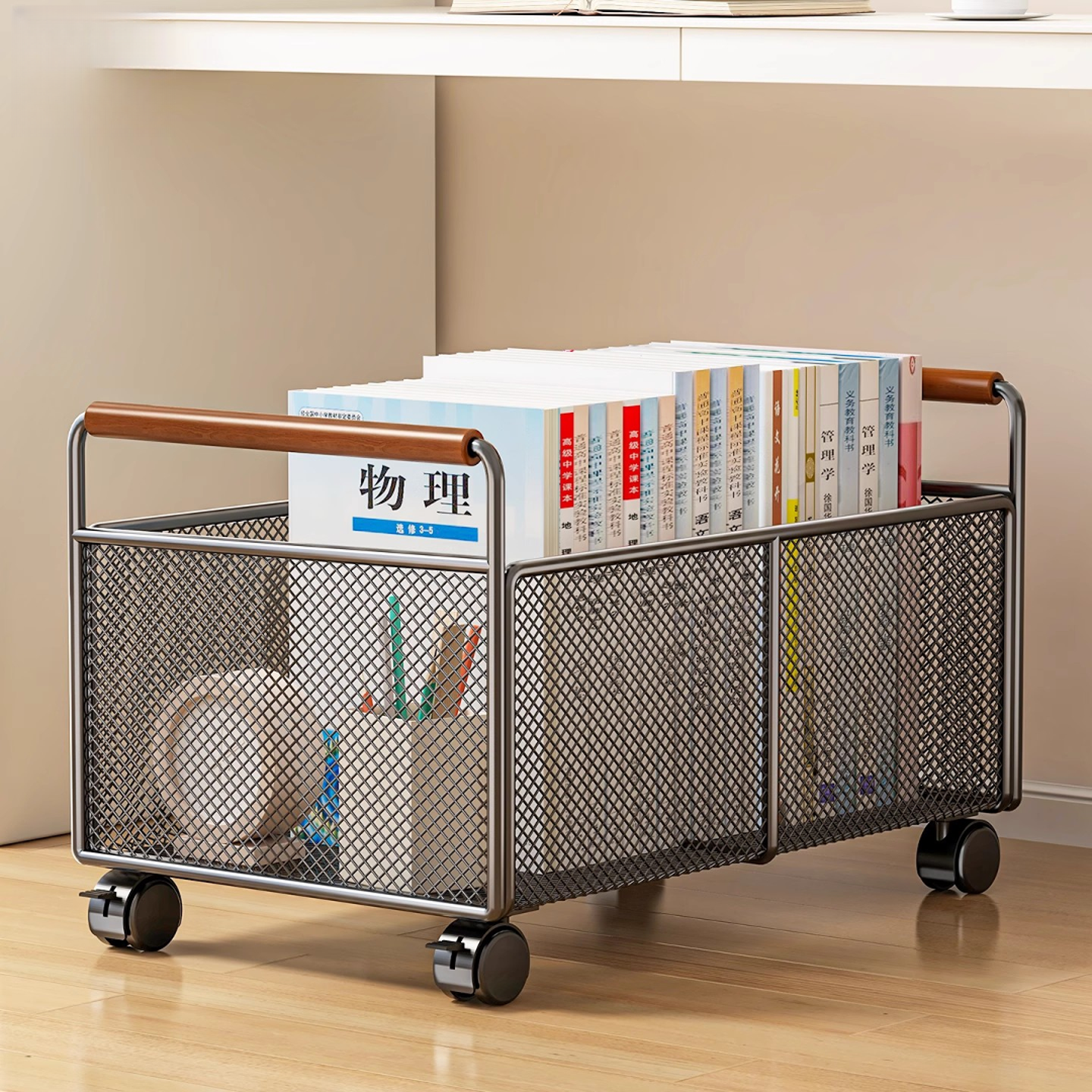 书本收纳架学生放书置物架可移动装书小推车桌边侧边落地装书神器