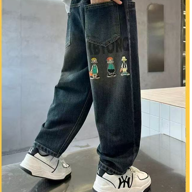 儿童春秋新款软牛仔儿童男孩子休闲新款软牛仔痞帅小男孩裤子春秋