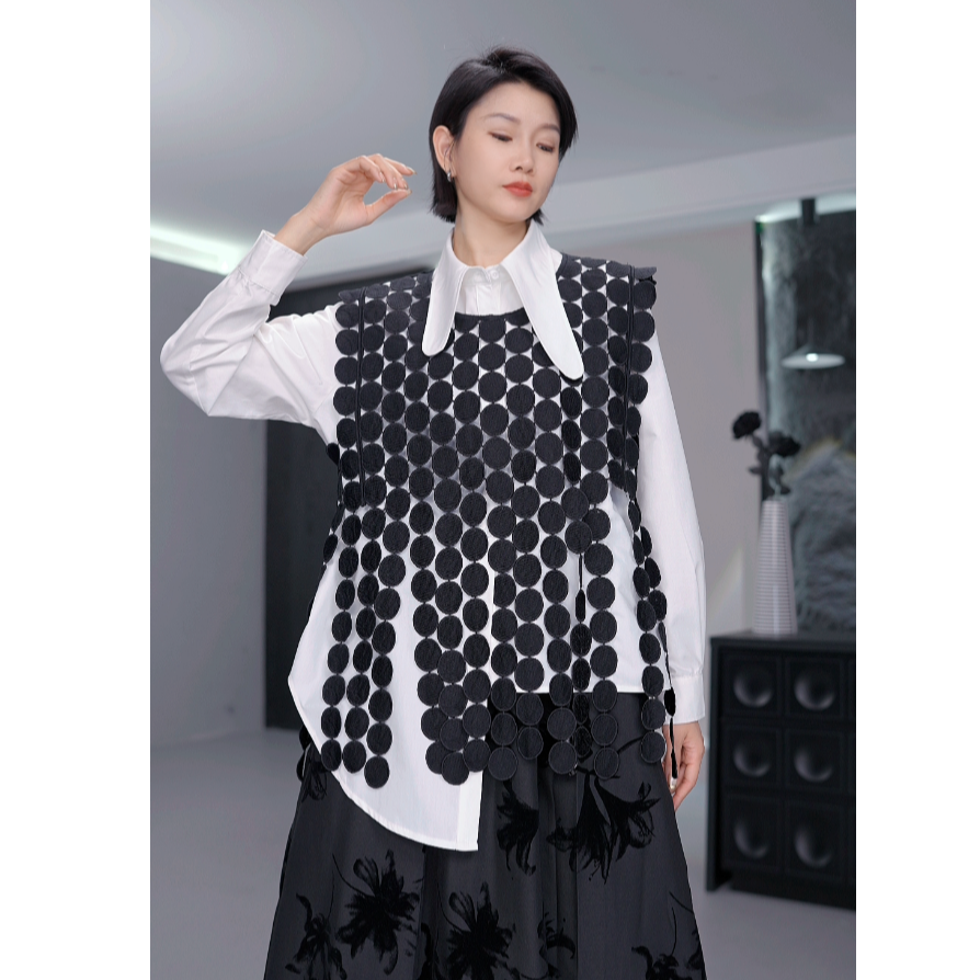 鑫鑫2025秋冬季新款小众炸街高级感女装法式别致镂空叠穿马甲102