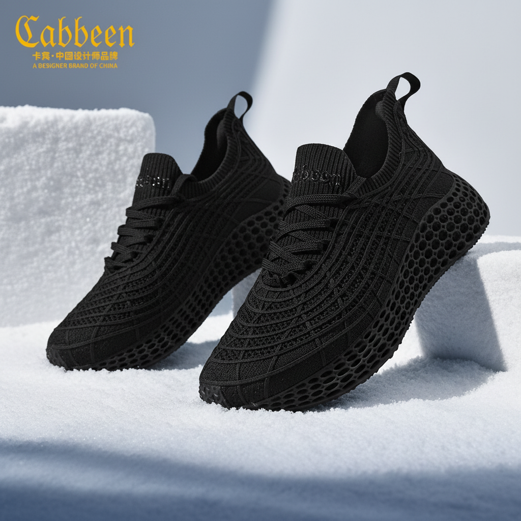 卡宾2026新款3d打印飞织运动鞋男款透气潮流休闲软底百搭运动鞋