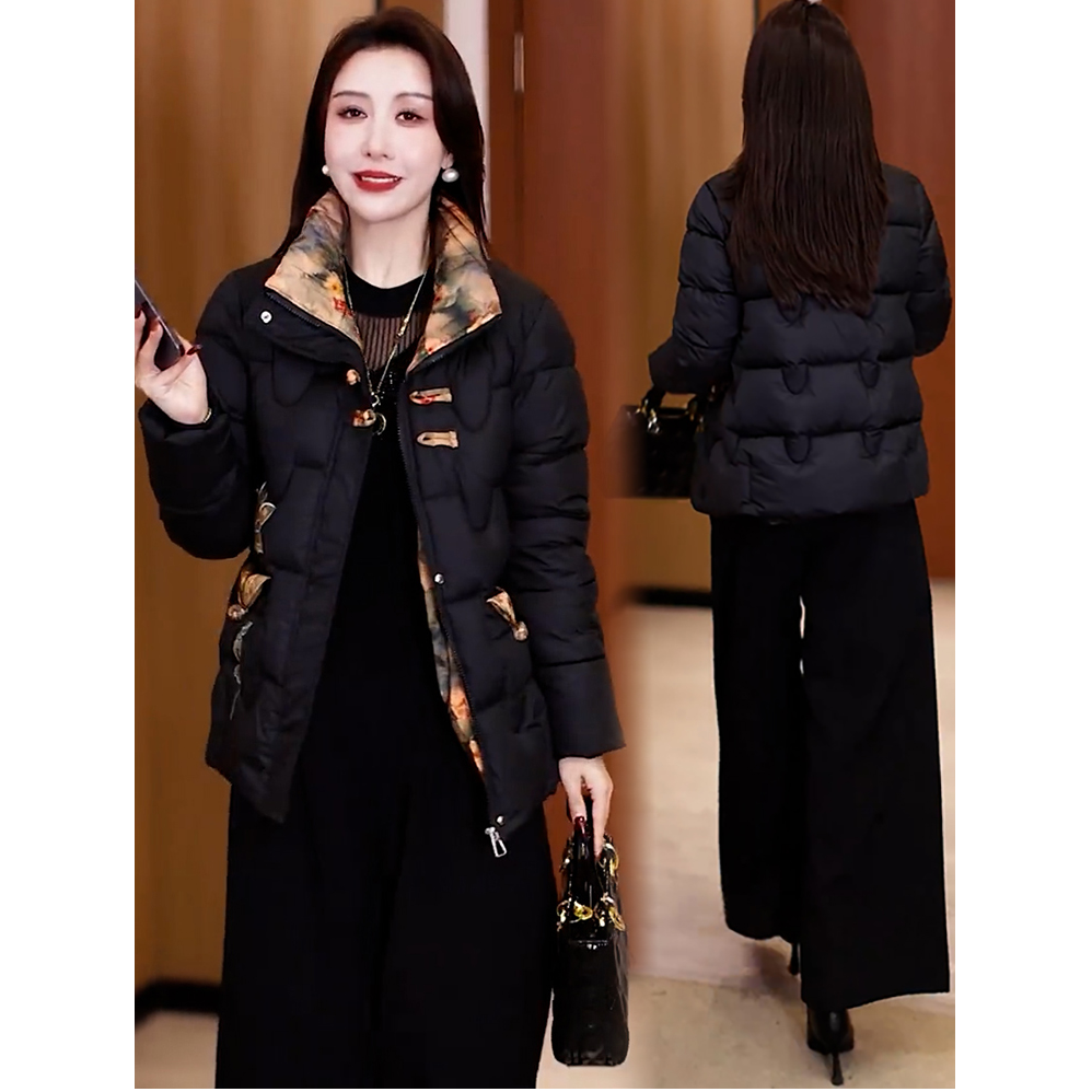 新中式羽绒棉服女2025冬季新款洋气显瘦保暖国风盘扣立领棉衣外套