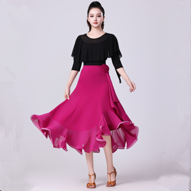 （老师同款）点帕斯中长款裙子广场舞半身裙舞蹈服新款交谊舞双人舞