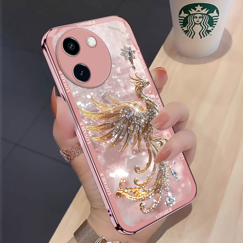 金钻凤凰vivoY200i手机壳V2354A轻奢金属漆耐脏玻璃壳全包防摔