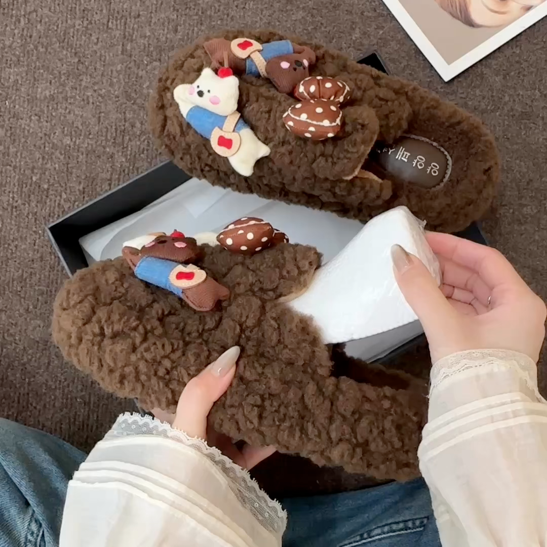 原创卡通可爱小狗狗包头鞋外穿女2025年秋季新款时尚百搭学生厚底