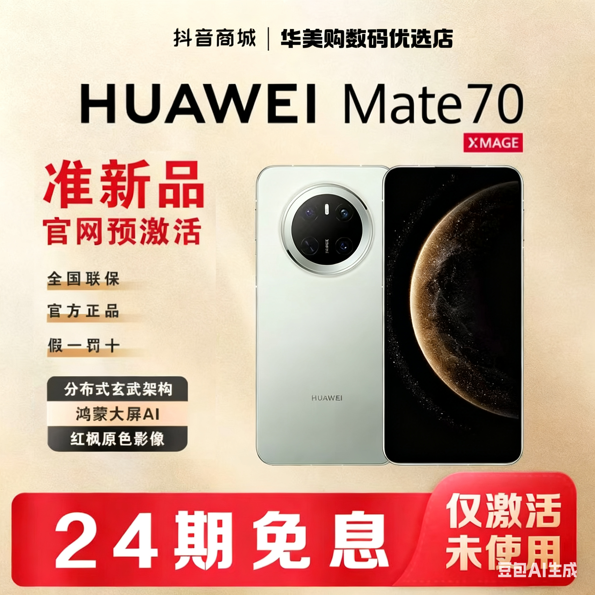 准新品 Huawei/华为 【含24期优惠】Mate70鸿蒙大屏AI红枫影像手机