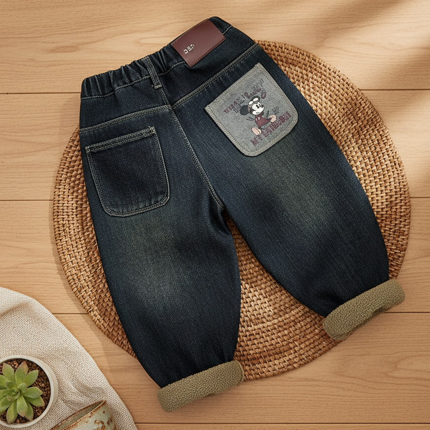 儿童加绒牛仔裤男童耐磨韩版冬装中小童加厚宝宝秋冬季休闲裤潮裤