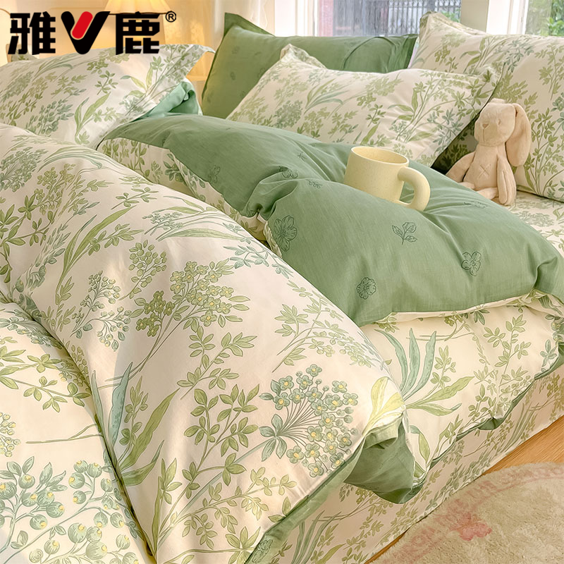 V/雅鹿纯棉被套单件100全棉被单学生宿舍单人褥子套150x200被罩套