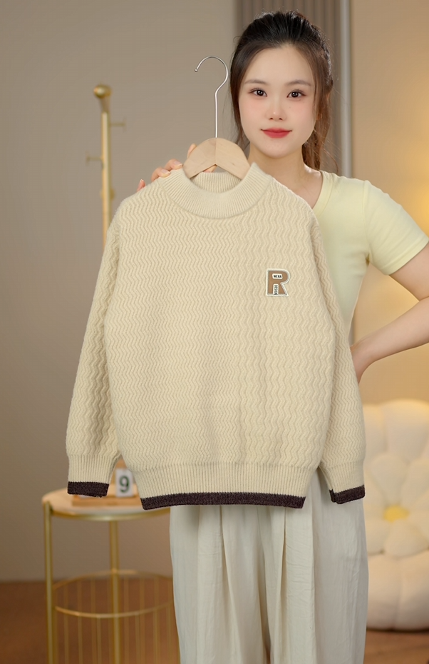 2025男童中大童新款韩国绒水波纹针织毛衣秋冬时尚百搭洋气韩版款