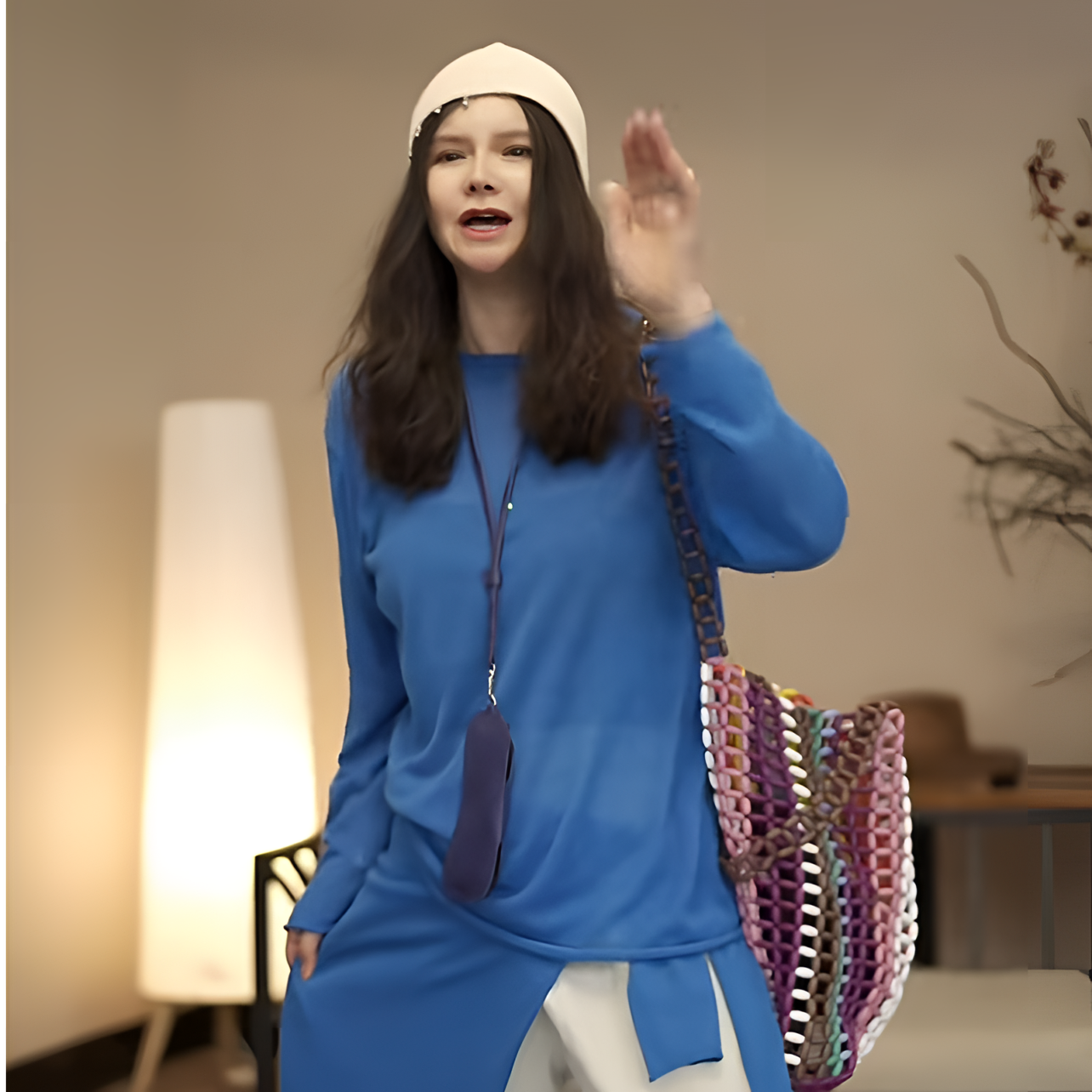 简约纯色圆领卷边套头防晒静奢风长袖针织麻上衣