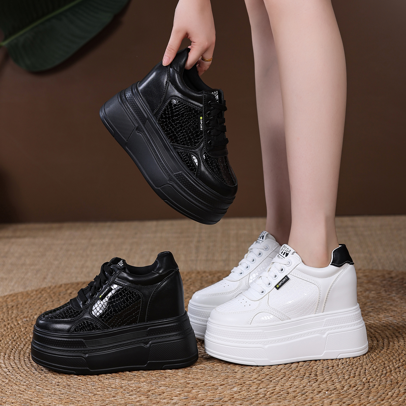 【跟高11厘米】厚底内增高小白鞋女鞋2025秋冬季新款小个子休闲鞋潮