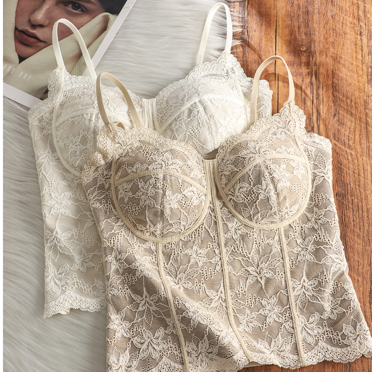 【巨好看 超显瘦内搭】复古蕾丝美背吊带免穿文胸背心女带胸垫秋冬】