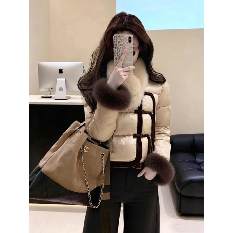 独特超好看杏色新中式棉服外套2026冬季高级小众不撞款加厚短上衣