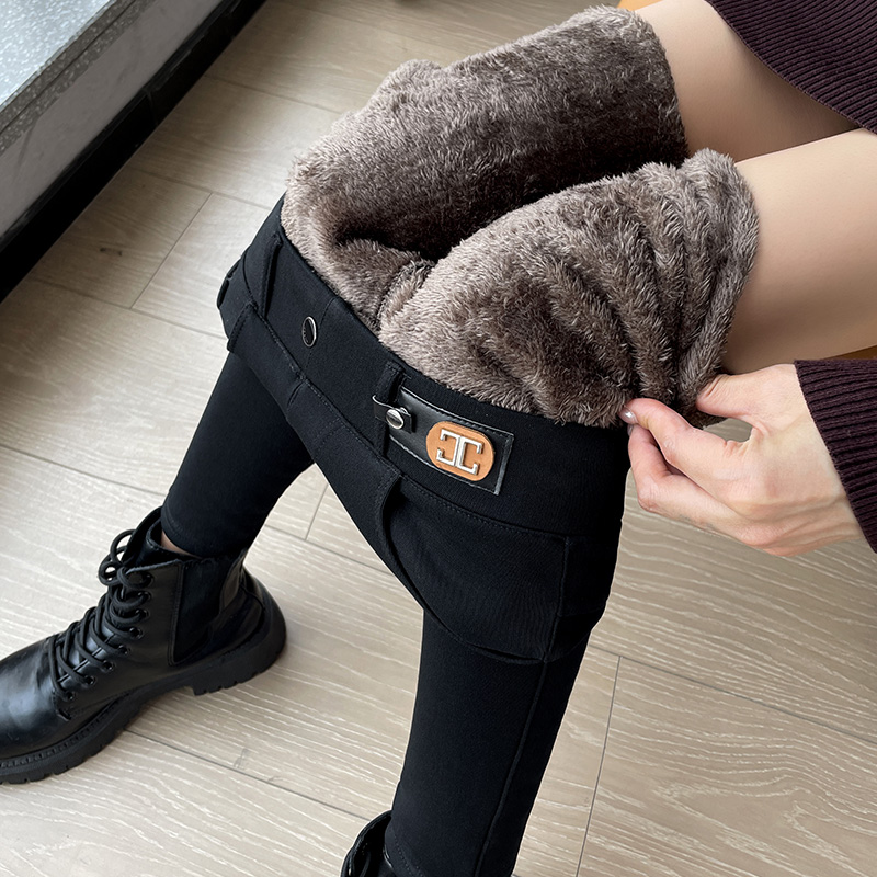 小黑裤显瘦爆款加绒加厚高腰紧身韩版百搭小脚裤打底秋冬外穿