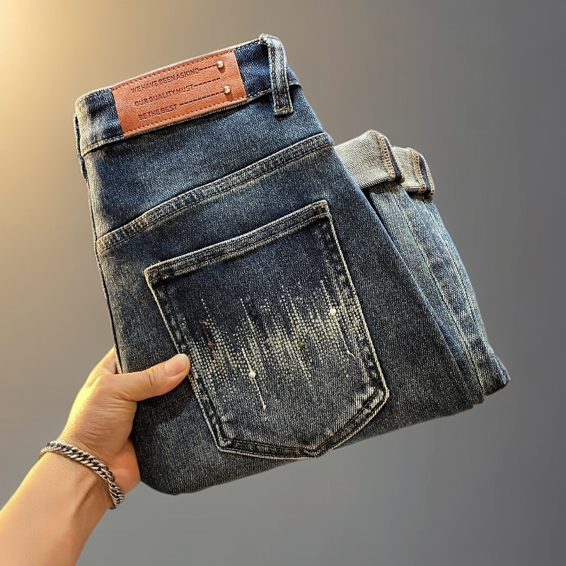 莱蒙璀【高端欧货】美式复古牛仔裤男士秋季新款宽松直筒休闲长裤子