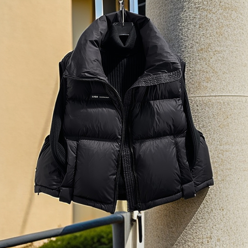 国标马甲白鸭绒立领坎肩女2025秋冬新加厚小短款宽松马甲