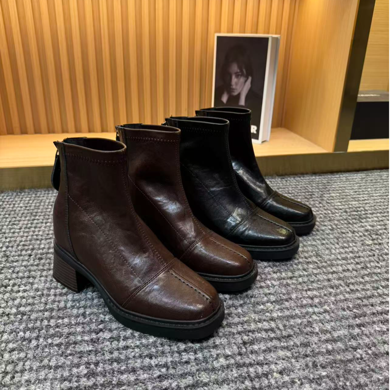 10cm软底方头瘦瘦靴秋冬感短靴新款爆款百搭切尔西靴狂欢季好物