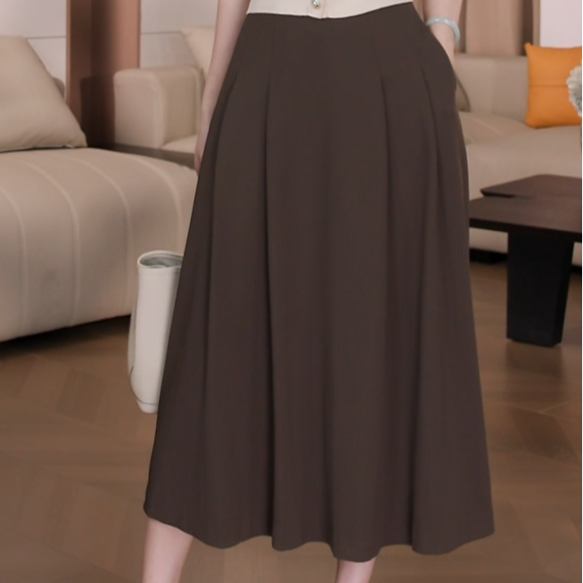 Nuovo Borgo 天丝醋酸半身裙垂顺遮胯A字裙显瘦百褶裙 25032