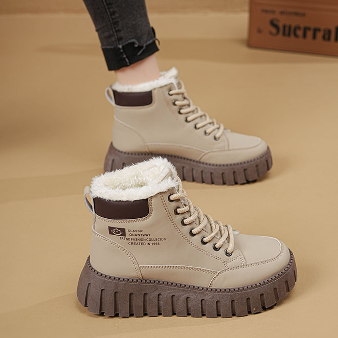 加绒加厚棉鞋2025年新款韩版百搭冬季休闲风高帮鞋老爹鞋保暖鞋子