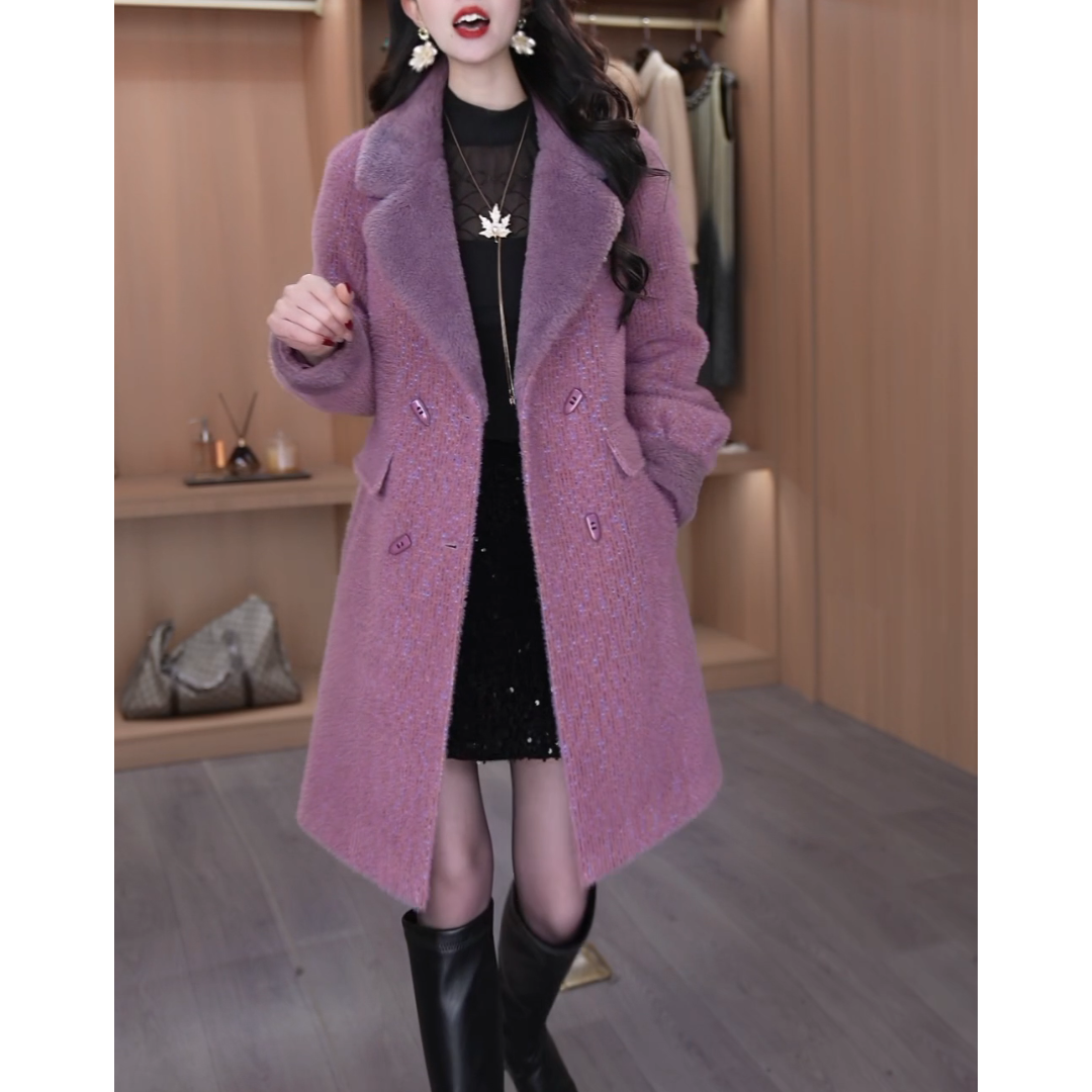 时尚大气加棉毛领外套女2025冬季新款女士洋气显瘦减龄中长款大衣