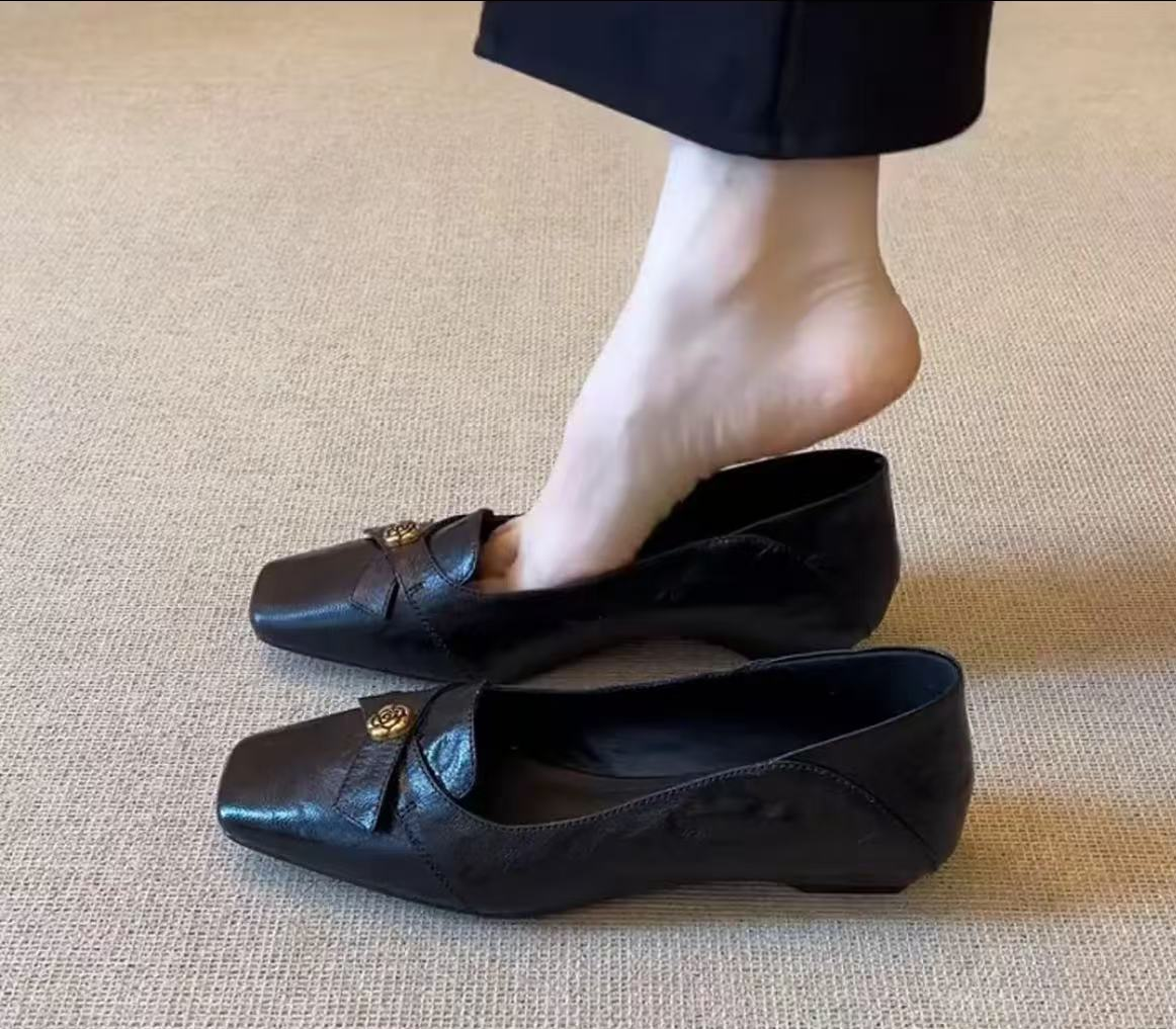 【品牌力荐】2025春秋浅口蝴蝶结法式方头百搭气质设计感单鞋615