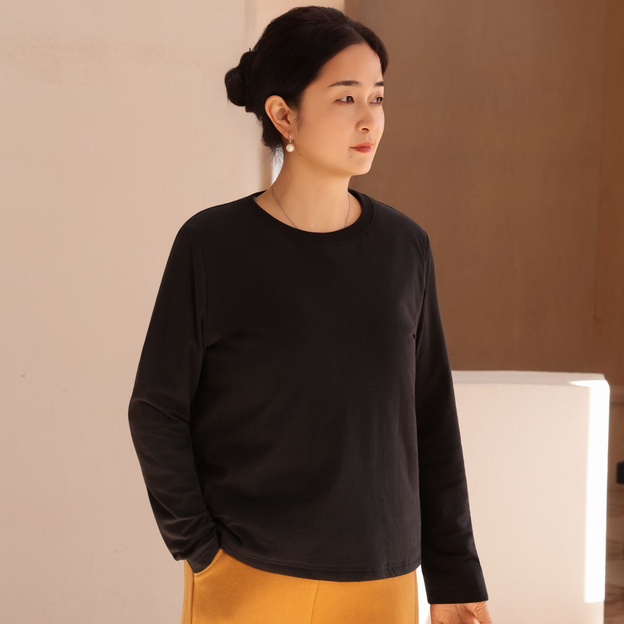 麻享【女款·暖核汉麻羊绒三合一T恤】汉麻索罗娜极简上衣FSY51417