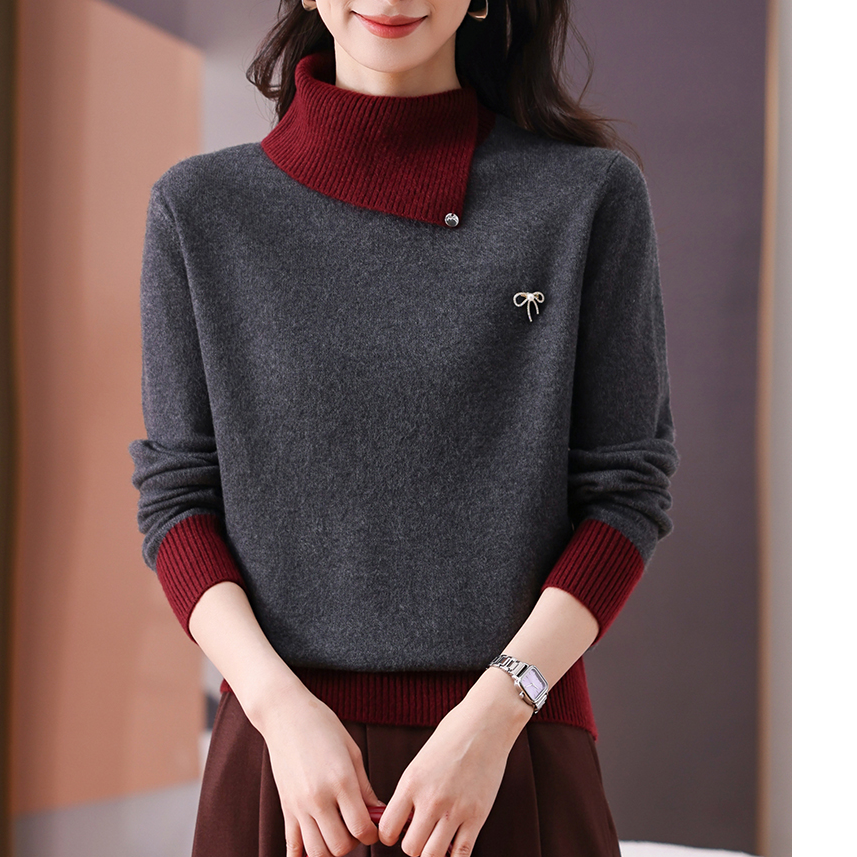 品牌女装正品洋气时尚半高领套头保暖毛衣女秋冬新款内搭针织衫
