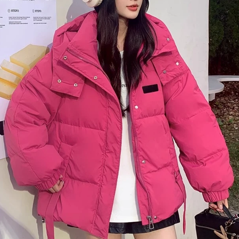 2026冬季新款韩版气质显白亮色保暖宽松棉服外套女