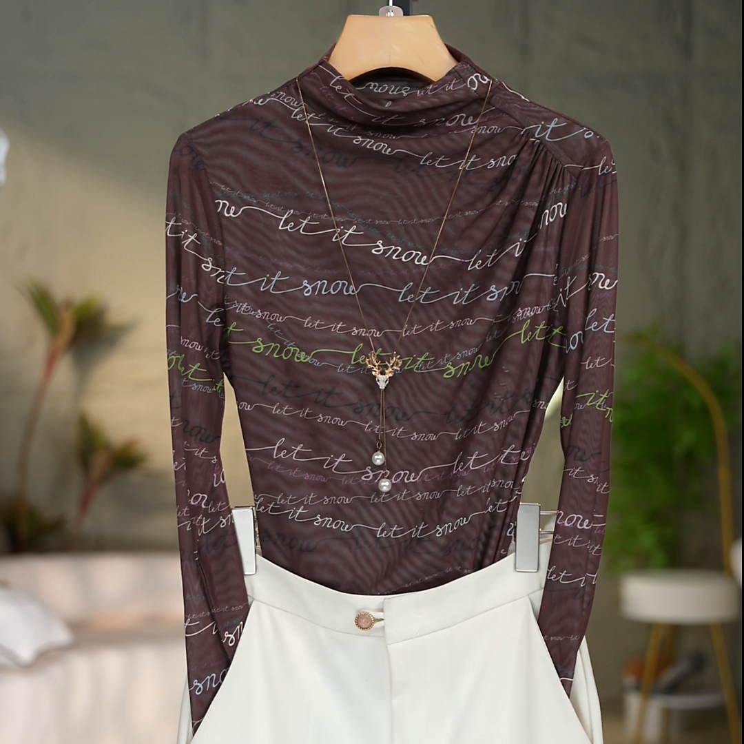 050#高贵上档次小衫2025新款潮流气质时尚显瘦网纱打底衫上衣