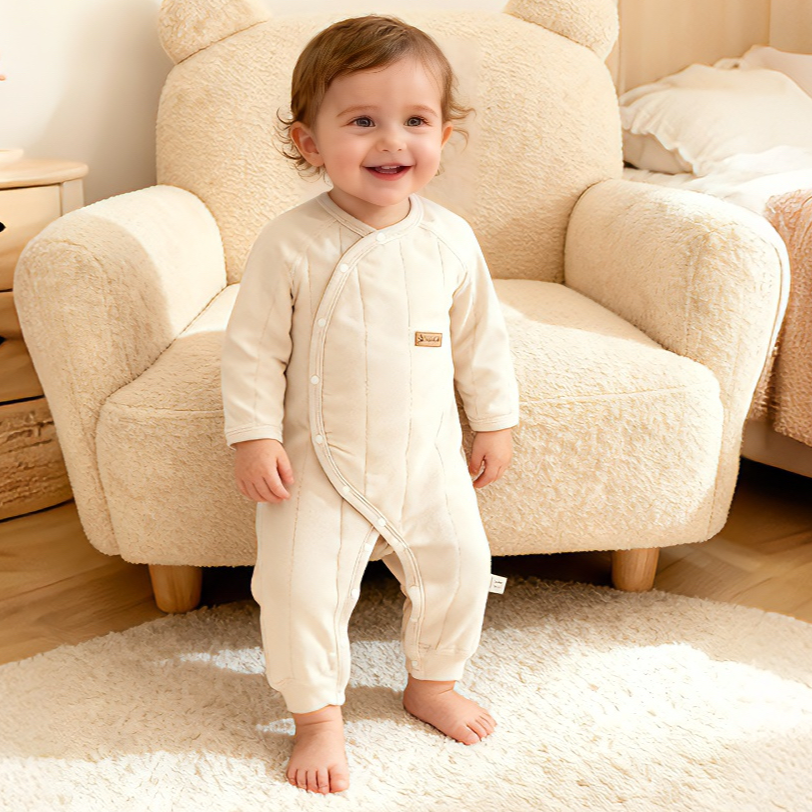 1冬季保暖哈衣偏开保暖神器恒温爬服蝴蝶衣加绒