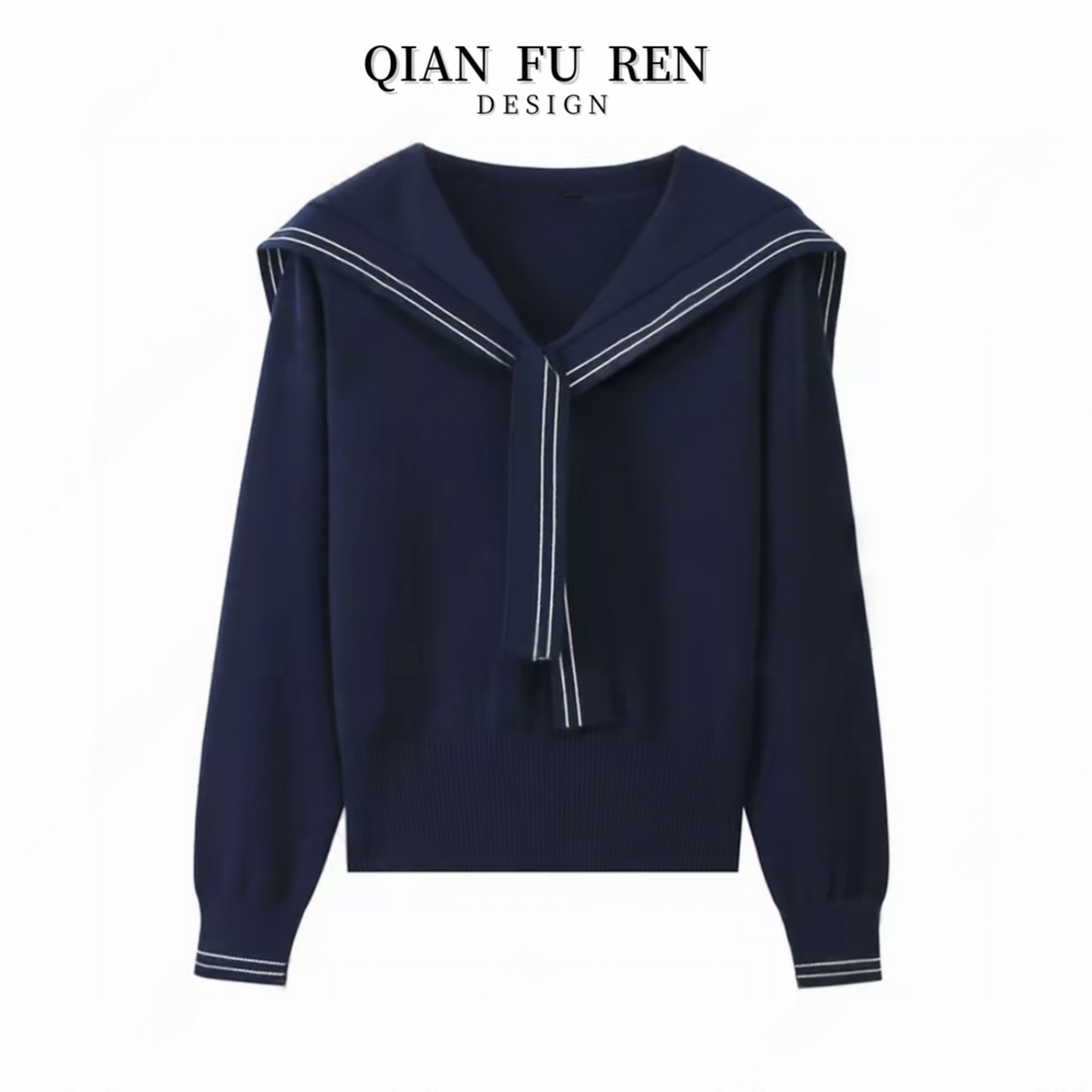 【运费补贴】韩系学院风海军领2025秋冬针织衫毛衣百搭设计感时尚