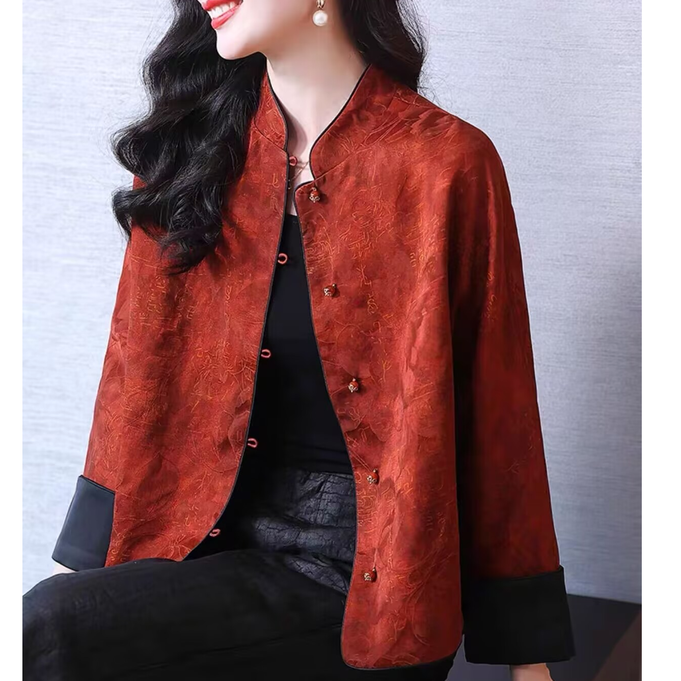 高级女士外套女春秋2025新款喜妈妈红色高贵中国风上衣气质高级感