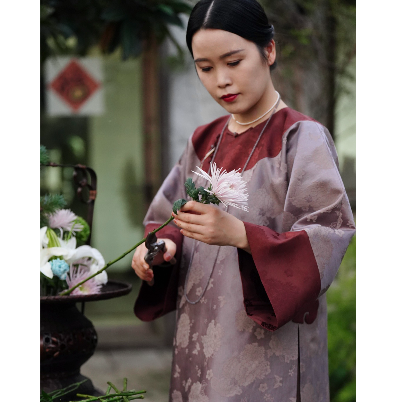 【石喃】原创设计新中式秋冬圆领倒大袖圆领大襟【月上海棠】