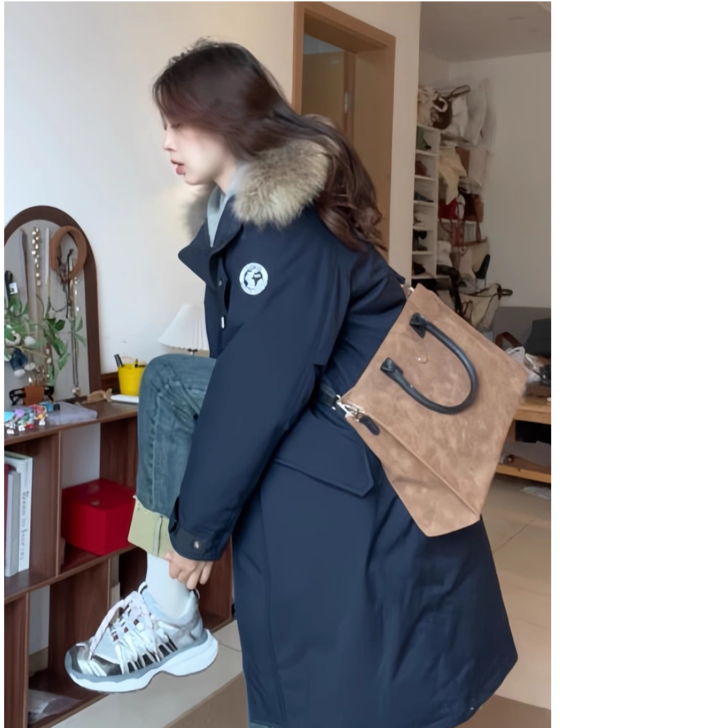 DAFIFY2025年新款冬季长款工装派克服羽绒棉服女复古棉袄情侣外套