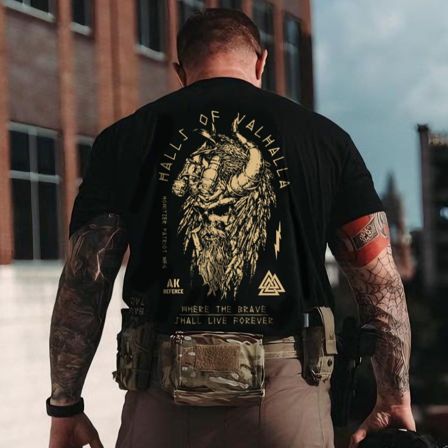 前沿观察组美式硬汉短袖T恤ins北欧神话印花夏季战术军迷圆领半袖