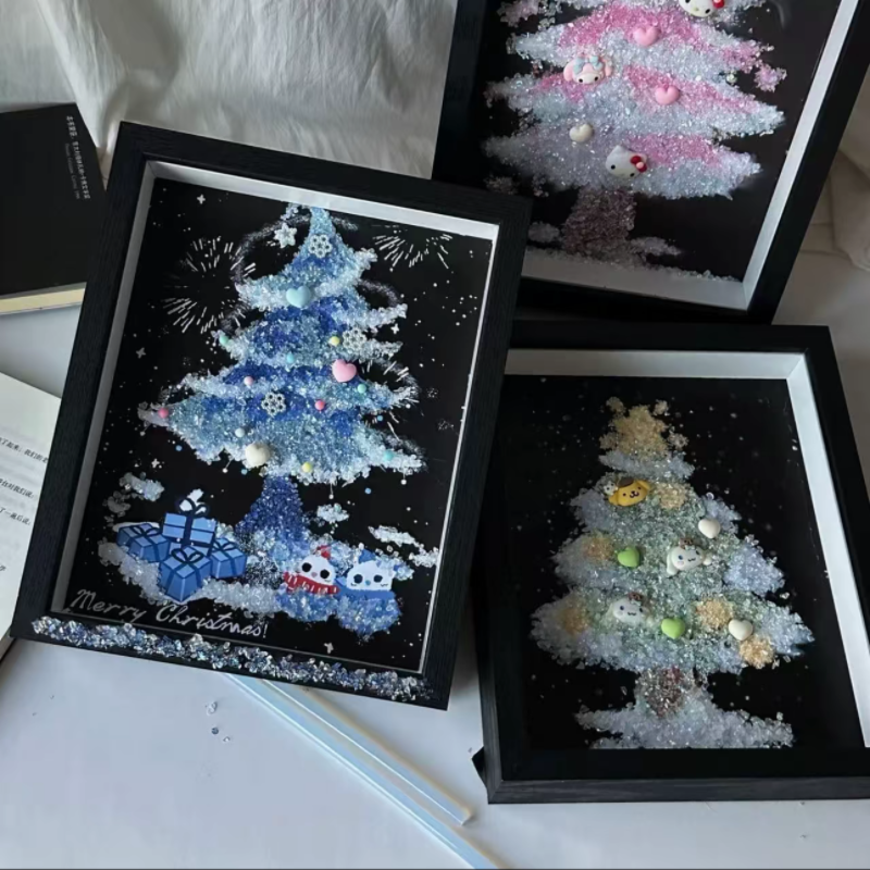 圣诞节新款diy圣诞树碎石相框材料包创意设计摆件送情侣朋友礼物