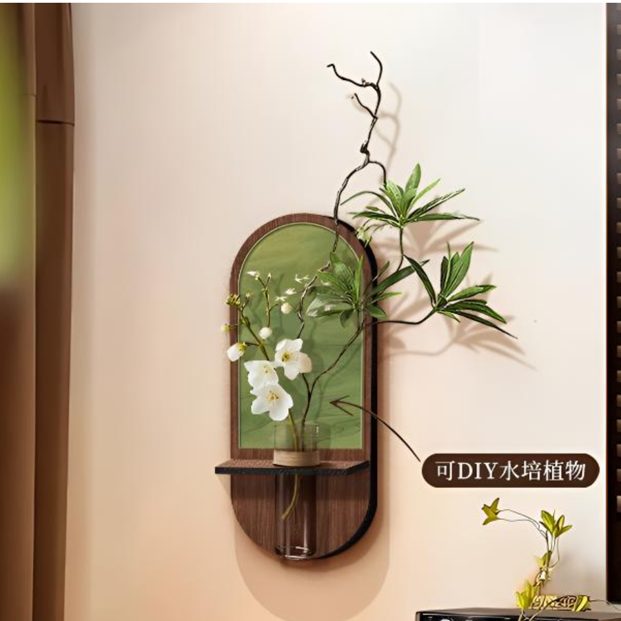 中古风水培绿植绿色复古玄关挂画创意客厅背景客厅背景墙挂画