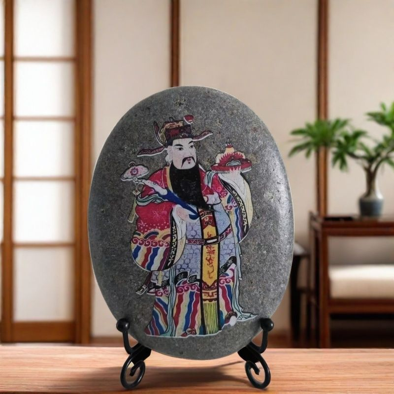 财神石头画家居摆件创意陶瓷玄关夜光书房摆设中式复古家居装饰