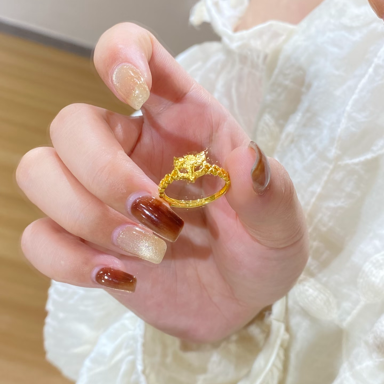 铜合金戒指 新款狐狸戒指实心可调节精美时尚个性灵狐铜钱指环