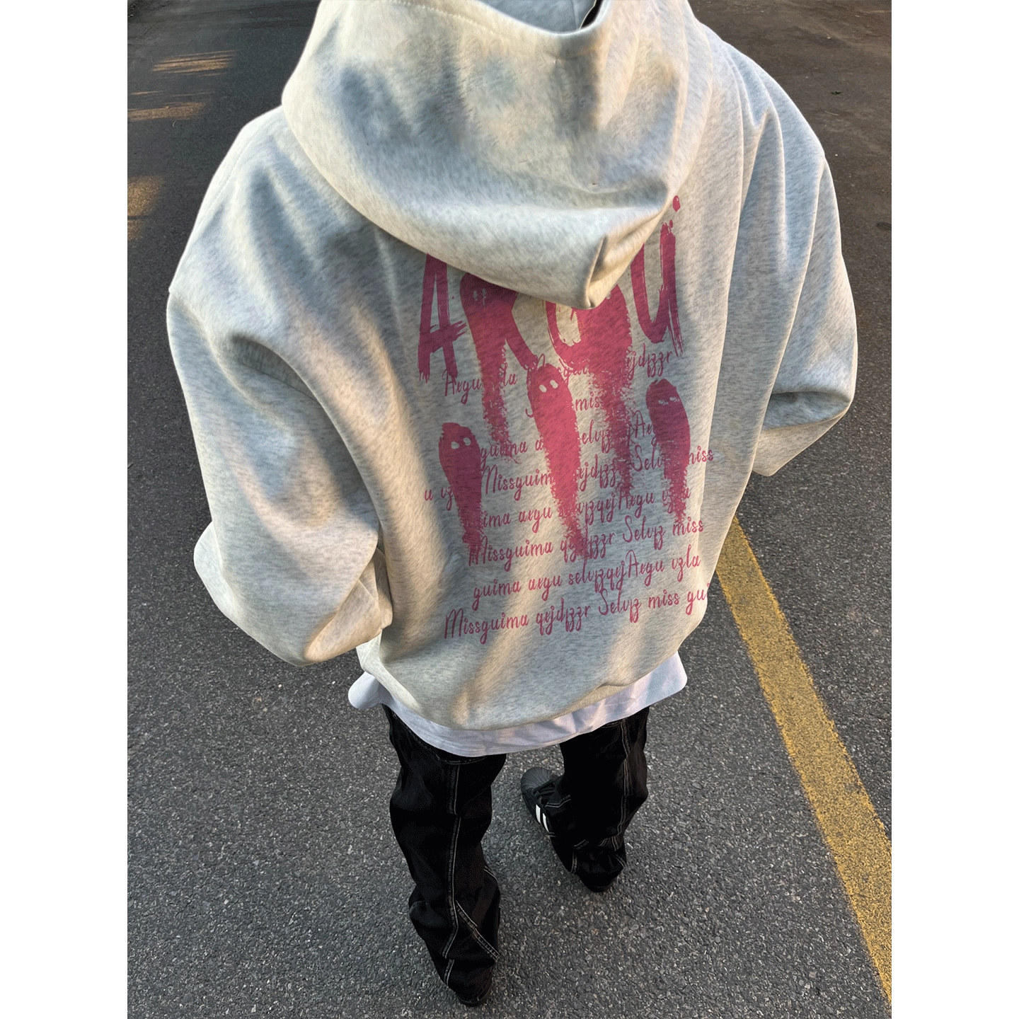 300斤大码美式高街vibe风连帽卫衣男女秋冬新款宽松显瘦重磅上衣