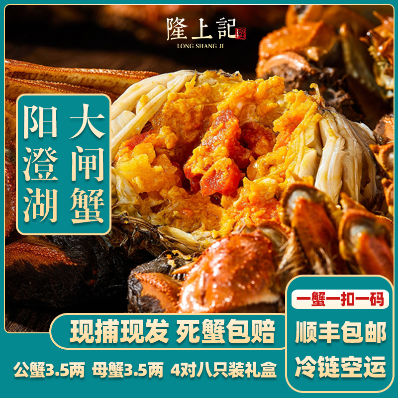 【活蟹】阳澄湖大闸蟹公蟹3.5两 母蟹3.5两 拍6只加2只高标准塘养蟹